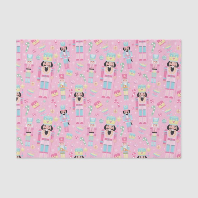 Cute Pink Christmas Nutcracker Ballet Tissue Paper (Front)