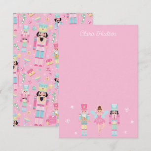 Cute Pink Christmas Nutcracker Personalised Thank You Card