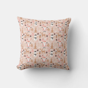 Cute Pink Christmas Pattern with Santa Cushion