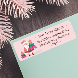 Cute Pink Christmas Santa Claus Holding Presents