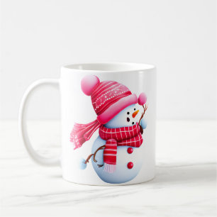 Cute Pink Christmas Snowman Coffee Mug