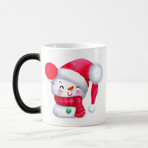 Cute Pink Christmas Snowman Magic Mug