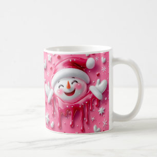 Cute Pink Christmas Snowman Mug