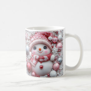 Cute Pink Christmas Snowman Mug Cozy Winter Mug