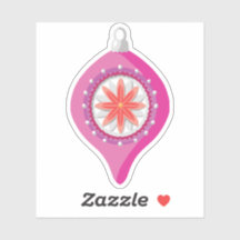 Cute pink Christmas tree ornament sticker