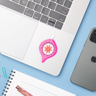 Cute pink Christmas tree ornament sticker