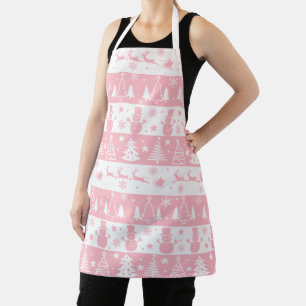 Cute Pink Christmas Winter Apron