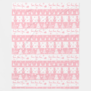 Cute Pink Christmas Winter Fleece Blanket