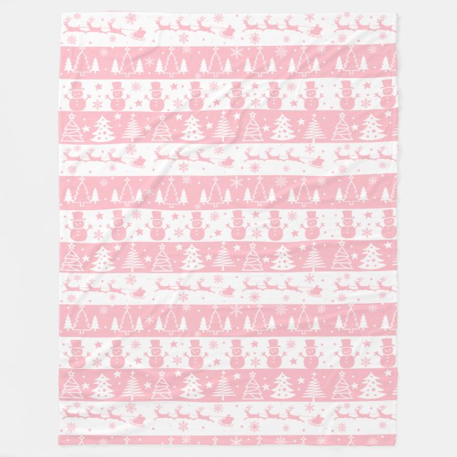 Cute Pink Christmas Winter  Fleece Blanket (Front)