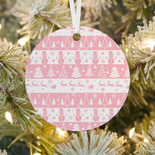 Cute Pink Christmas Winter Metal Tree Decoration (Insitu)