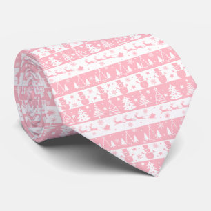 Cute Pink Christmas Winter Tie