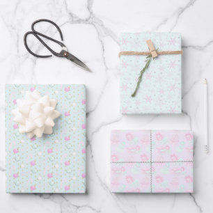 Cute Pink Christmas Wrapping Paper Sheet