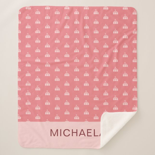 Cute Pink Circus Tent Personalised Sherpa Blanket (Front)