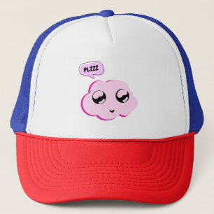 Cute Pink Cloud Doodle   Kawaii Cartoon Sticker wi Trucker Hat