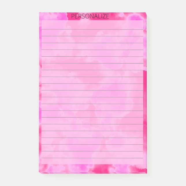 Cute Pink Clouds Lined Pink Post It Notes (Front)
