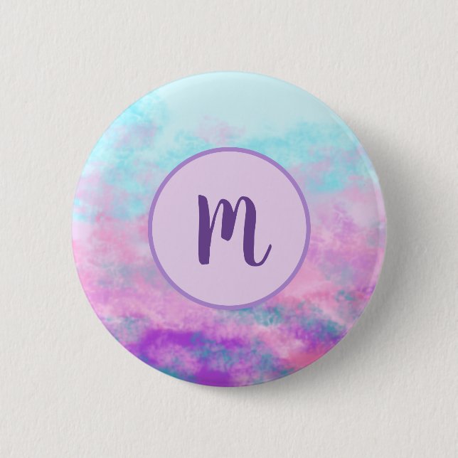 Cute Pink Clouds Monogram 6 Cm Round Badge (Front)