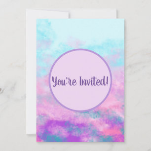 Cute Pink Clouds Monogram Invitation