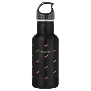 Cute Pink Cocktail Pattern Custom Text Black 532 Ml Water Bottle