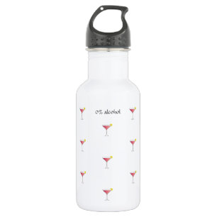 Cute Pink Cocktail Pattern Custom Text White 532 Ml Water Bottle