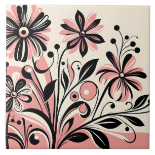 Cute pink colour pop flower tile