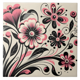 Cute pink colour pop flower tile