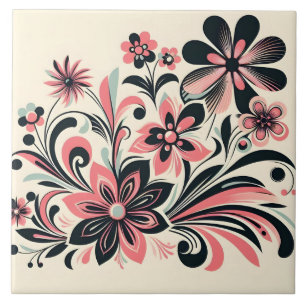 Cute pink colour pop flower tile