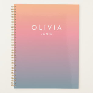 Cute Pink Colourful Ombre Personalised Name Planner