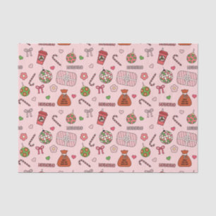 Cute Pink Colourful Retro Christmas Tissue Paper