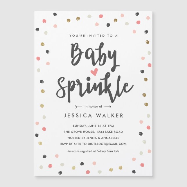  Cute Pink Confetti Type Baby Sprinkle Invitation (Front)