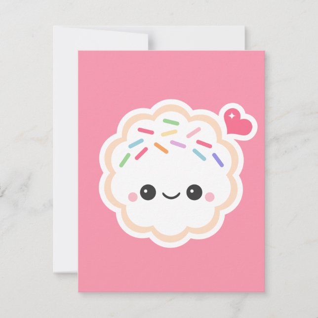 Cute Pink Cookie Birthday Party Invitations (Front)