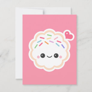 Cute Pink Cookie Birthday Party Invitations