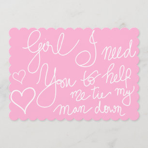 Cute Pink Cool Script Typography Bridesmaid Invitation