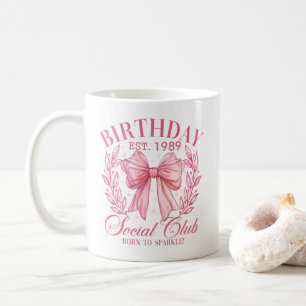 Cute Pink Coquette Birthday Party Gift Girly Bow Coffee Mug