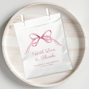 Cute Pink Coquette Bow Baby Girl Shower Thank You Favour Bags