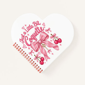 Cute Pink Coquette Bow Cherry Feminine Aesthetic Notebook