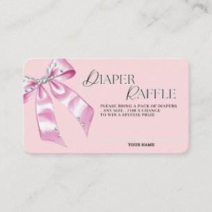 Cute Pink Coquette Bow Diaper Raffle Enclosure Card