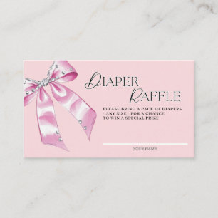 Cute Pink Coquette Bow Diaper Raffle  Enclosure Card
