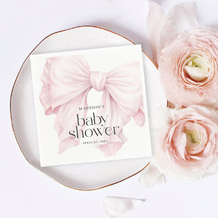 Cute Pink Coquette Bow Girl Baby Shower Napkin