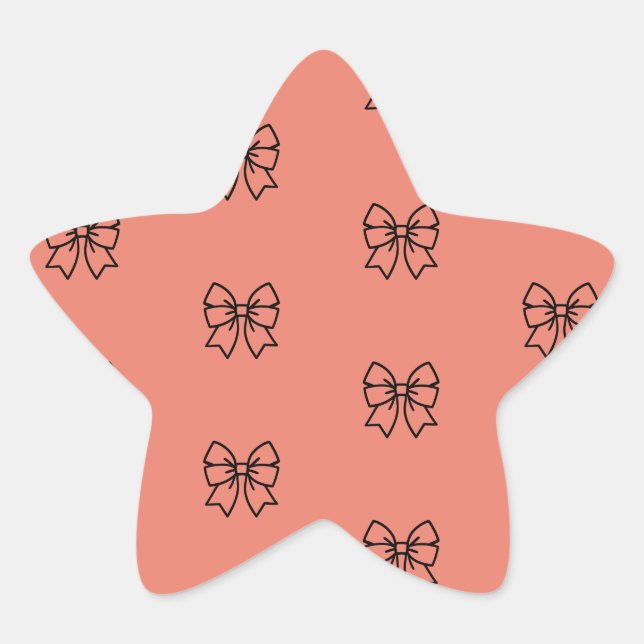 Cute Pink Coquette Bow Pattern Star Sticker (Front)