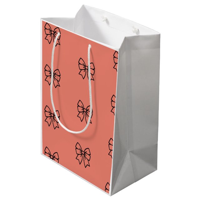 ​Cute Pink Coquette Bow Pattern Wrapping Paper Medium Gift Bag (Back Angled)