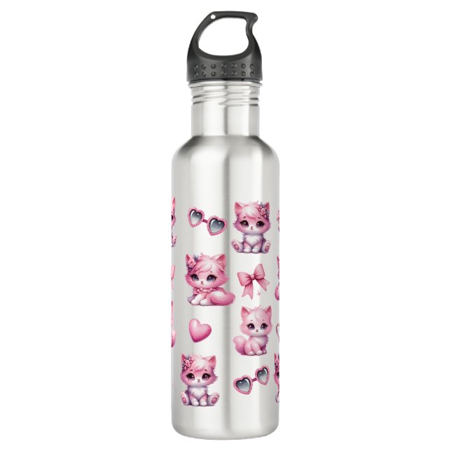 Cute Pink Coquette Bows Aesthetic  710 Ml Water Bottle (Front)
