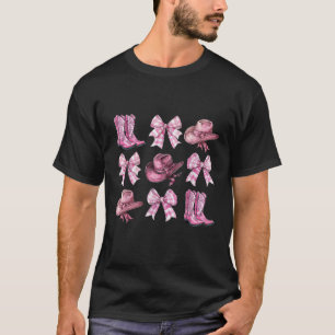 Cute Pink Coquette Bows Cowgirl Western Aesthetics T-Shirt