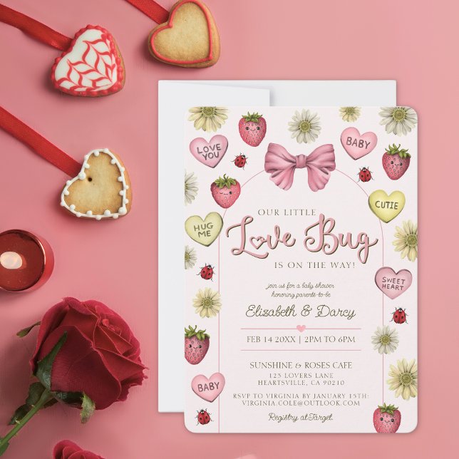 Cute Pink Couples Valentine's Baby Shower  Invitation (valentines day baby shower invitation)