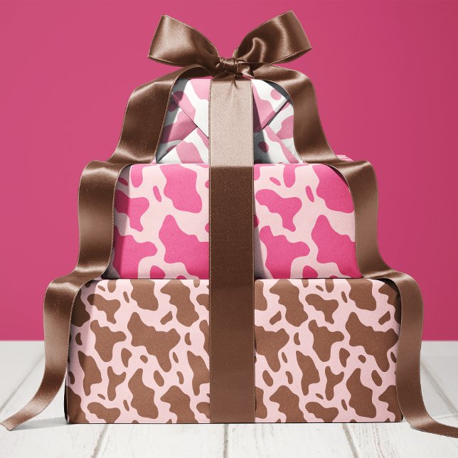 Cute Pink Cow Print Country Wrapping Paper Sheet (Creator Uploaded)