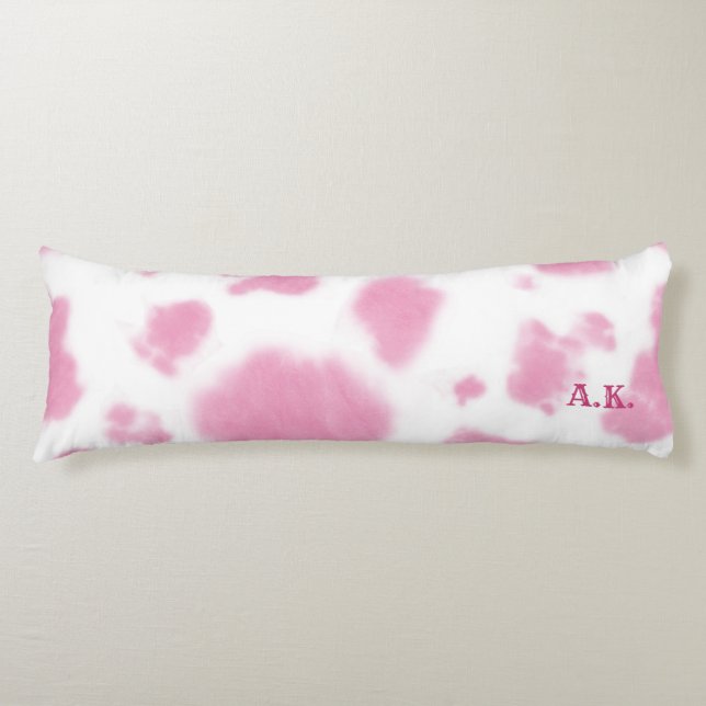Cute Pink Cow Print Western Rodeo Monogram Body Cushion (Front)