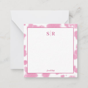 Cute Pink Cow Print Western Rodeo Monogram Card