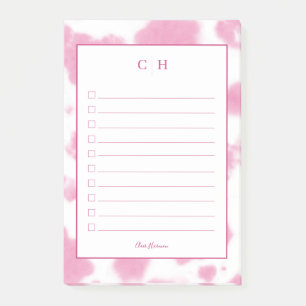Cute Pink Cow Print Western Rodeo Monogram Post-it Notes