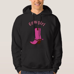 Cute pink cowgirl boot hoodie