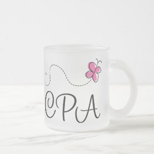 Cute Pink CPA Frosted Glass Coffee Mug