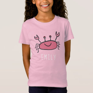 Cute Pink Crab Sea Animal Girl Name T-Shirt